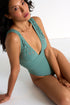 Plunging One-Piece With Oval Cut-Outs - 42480-03-600 4 / 600 Sage / 75% POLYAMIDE, 25% ELASTANE